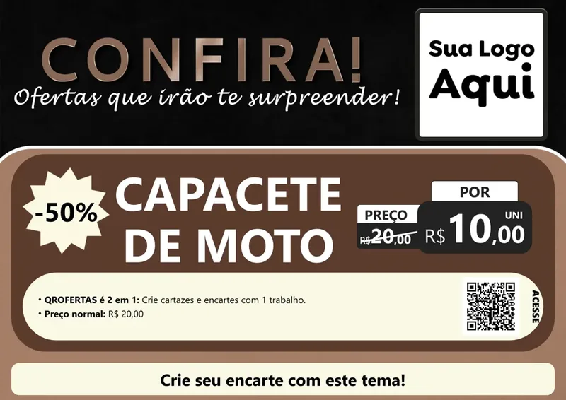 Modelo de Cartaz para Cartaz A4 Horizontal com o tema Confira! Ofertas que irão te surpreender! para Moto peças