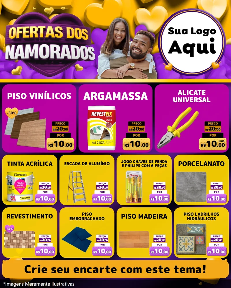 Modelo de Rede Social para Feed Instagram com o tema Oferta Dos Namorados para Material para Construção