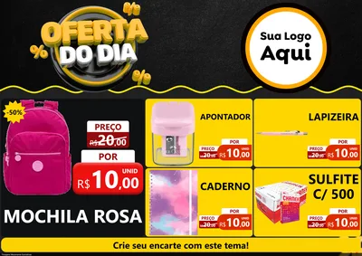 Modelo de Encarte para Encarte A4 Horizontal com o tema Oferta Do Dia para Papelaria