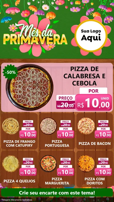 Modelo de Rede Social para Stories com o tema Mês da Primavera para Pizzaria