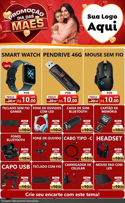 Modelo de Encarte para Encarte Grande com o tema Promoção Dia das Mães para Informática
