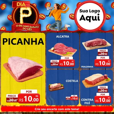 Modelo de Rede Social para Feed Facebook com o tema Dia P - O Dia Mais Barato Do Mês para Açougue