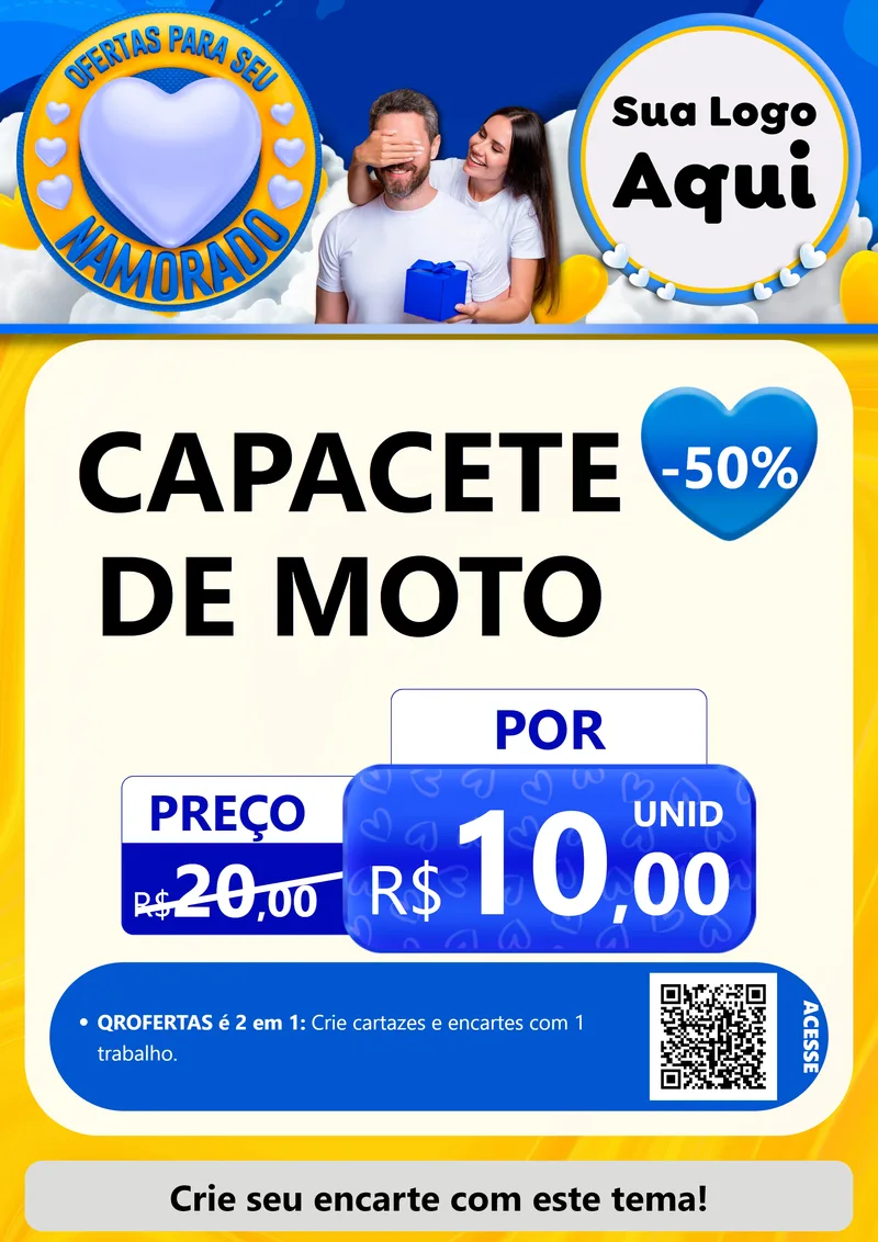 Modelo de Cartaz para Cartaz A4 Vertical com o tema Ofertas Para Seu Namorado para Moto peças