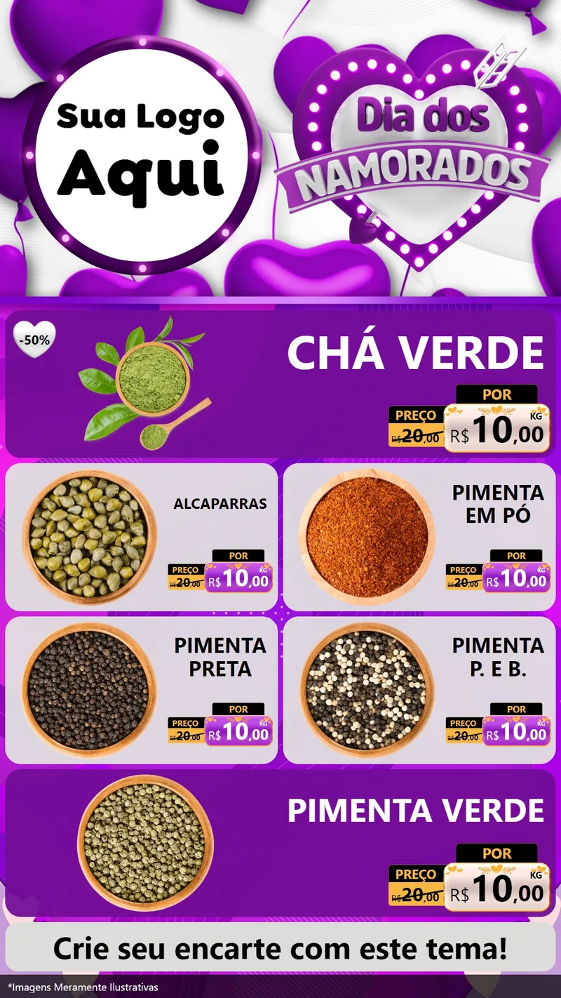 Modelo de TV para TV Vertical com o tema Dia dos Namorados para Produtos Naturais