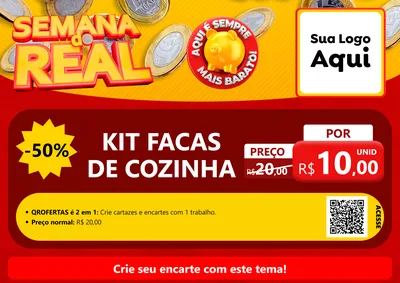 Modelo de Cartaz para Cartaz A4 Horizontal com o tema Semana do Real para Utilidades Domésticas