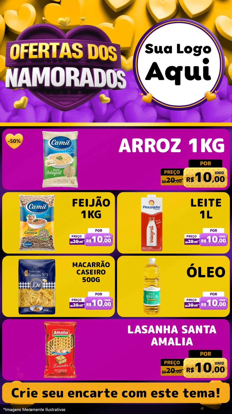 Modelo de TV para TV Vertical com o tema Oferta Dos Namorados para Supermercado