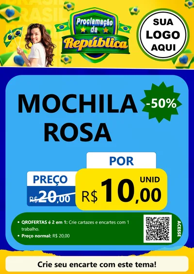 Modelo de Cartaz para Cartaz A4 Vertical com o tema Proclamação da República para Papelaria