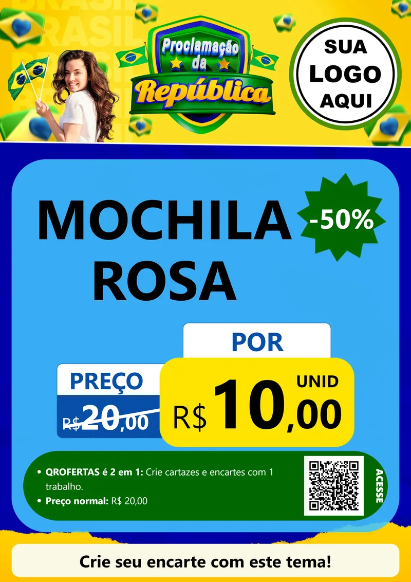 Modelo de Cartaz para Cartaz A4 Vertical com o tema Proclamação da República para Papelaria