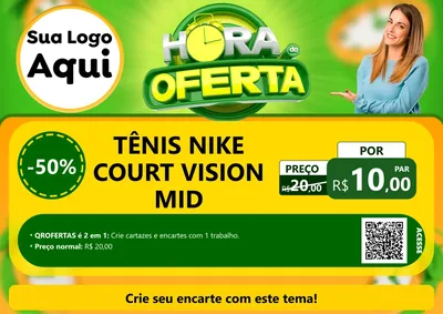 Modelo de Cartaz para Cartaz A4 Horizontal com o tema Hora da Oferta para Calçados