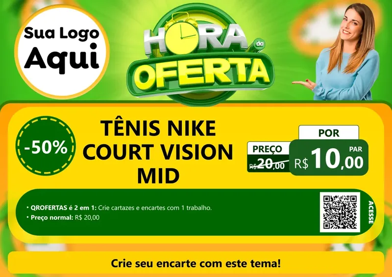 Modelo de Cartaz para Cartaz A4 Horizontal com o tema Hora da Oferta para Calçados