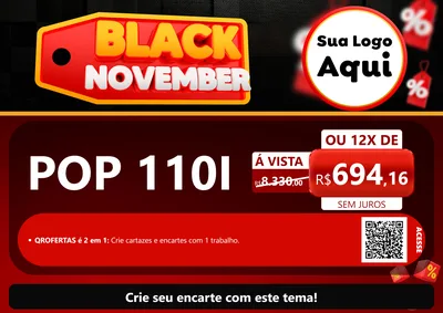 Modelo de Cartaz para Cartaz A4 Horizontal com o tema Black November para Concessionaria de Motos