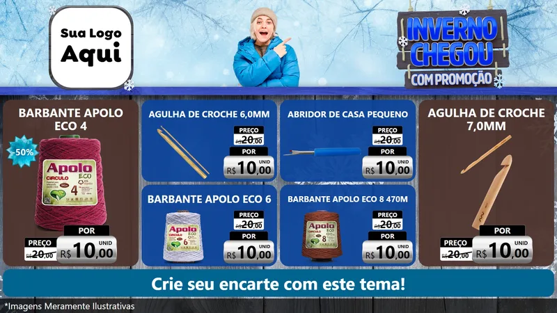 Modelo de TV para TV Horizontal com o tema Inverno Chegou Com Promoção para Armarinho e Aviamentos