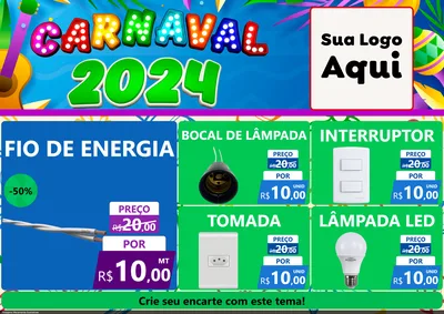 Modelo de Encarte para Encarte A4 Horizontal com o tema Carnaval 2027 para Materiais Elétricos