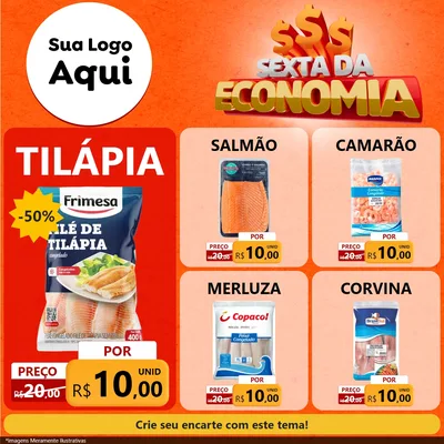 Modelo de Rede Social para Feed Facebook com o tema Sexta da Economia para Peixaria