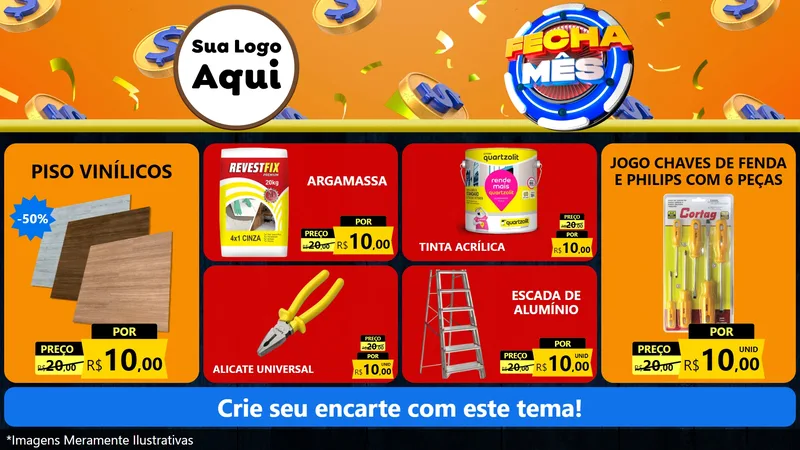 Modelo de TV para TV Horizontal com o tema Fecha Mês para Material para Construção