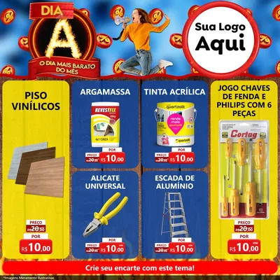Modelo de Rede Social para Feed Facebook com o tema Dia A - O Dia Mais Barato Do Mês para Material para Construção