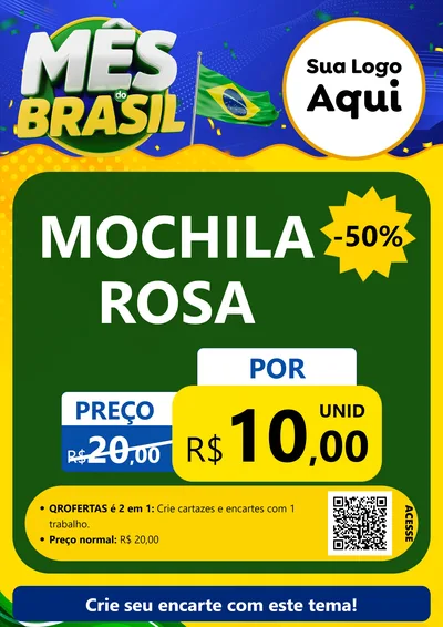 Modelo de Cartaz para Cartaz A4 Vertical com o tema Mês do Brasil para Papelaria
