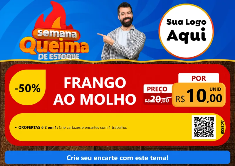 Modelo de Cartaz para Cartaz A4 Horizontal com o tema Semana Queima de Estoque para Restaurante