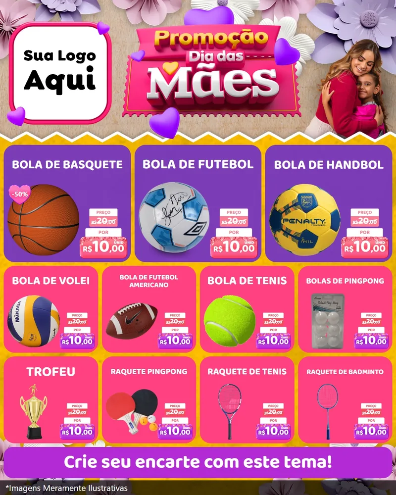 Modelo de Rede Social para Feed Instagram com o tema Promoção Dia das Mães para Artigos Esportivos