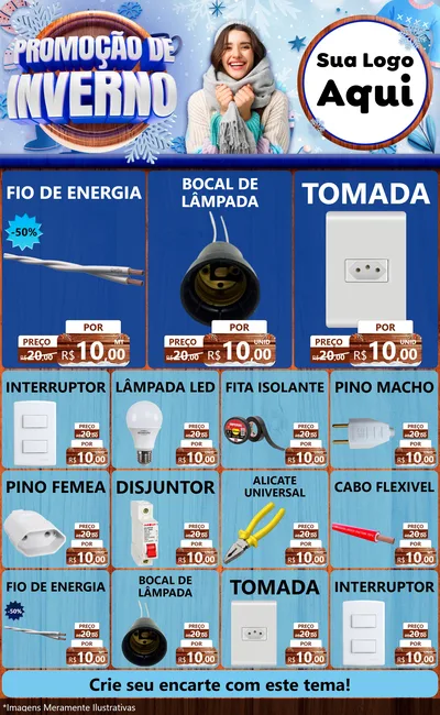 Modelo de Encarte para Encarte Grande com o tema Promoção de Inverno para Materiais Elétricos