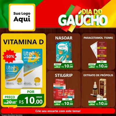 Modelo de Rede Social para Feed Facebook com o tema Dia do Gaúcho para Farmácia