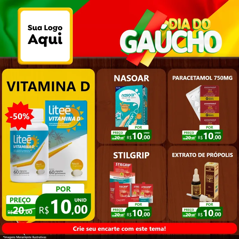 Modelo de Rede Social para Feed Facebook com o tema Dia do Gaúcho para Farmácia