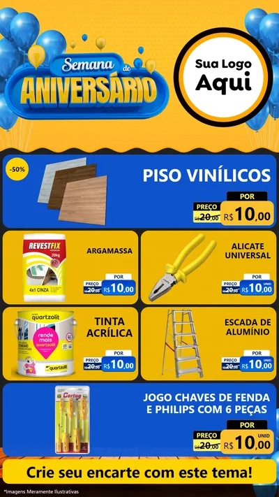 Modelo de TV para TV Vertical com o tema Semana de Aniversário para Material para Construção