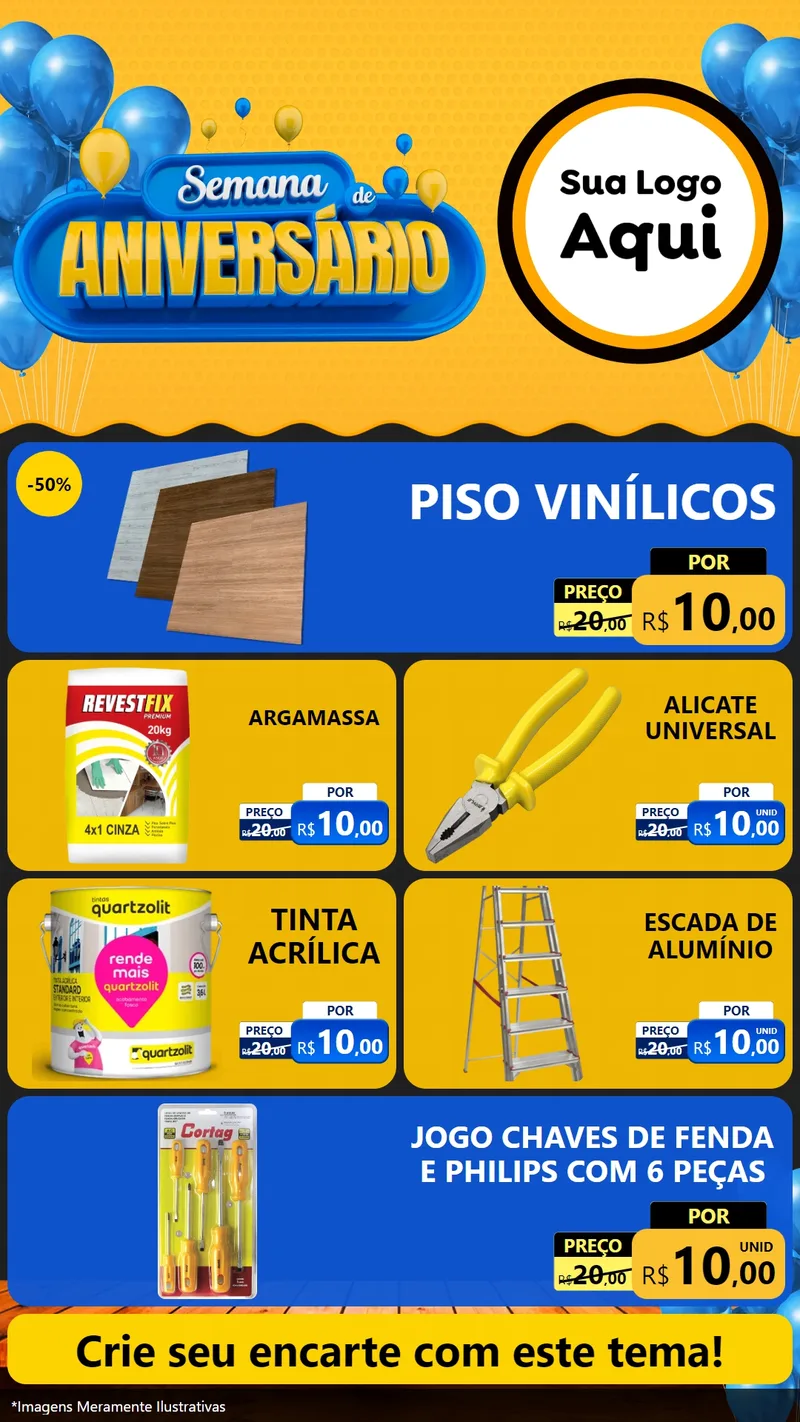 Modelo de TV para TV Vertical com o tema Semana de Aniversário para Material para Construção