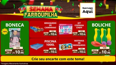 Modelo de TV para TV Horizontal com o tema Semana Farroupilha para Brinquedos