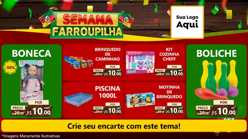 Modelo de TV para TV Horizontal com o tema Semana Farroupilha para Brinquedos