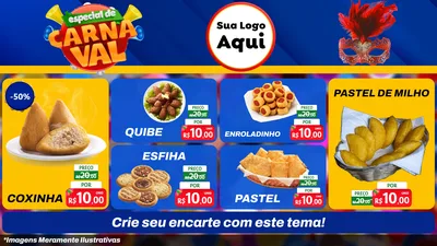 Modelo de TV para TV Horizontal com o tema Especial de Carnaval para Salgadaria