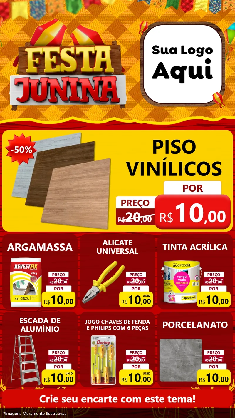 Modelo de Rede Social para Stories com o tema Festa Junina para Material para Construção