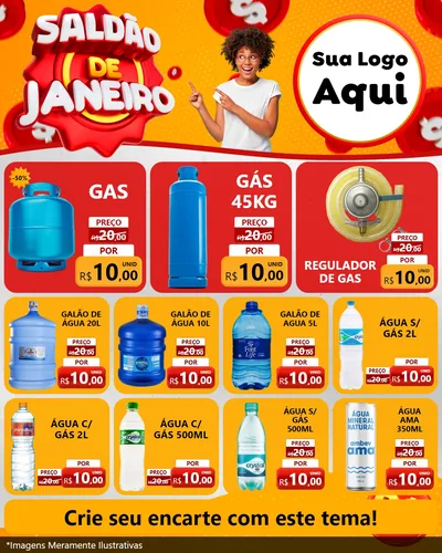 Modelo de Rede Social para Feed Instagram com o tema Saldão de Janeiro para Água e gás