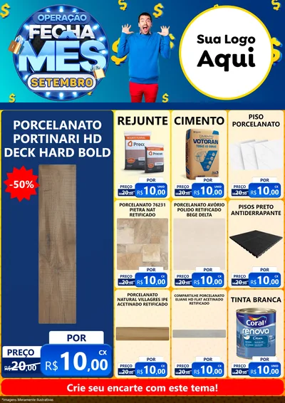Modelo de Encarte para Encarte A4 Vertical com o tema Operação Fecha Mês Setembro para Pisos e revestimentos