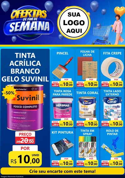 Modelo de Encarte para Encarte A4 Vertical com o tema Ofertas de Fim de Semana para Tintas e Ferramentas
