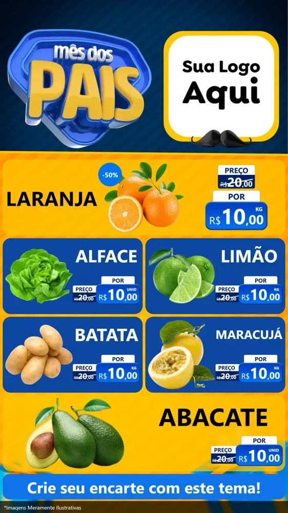 Modelo de TV para TV Vertical com o tema Mês dos Pais para Hortifrúti
