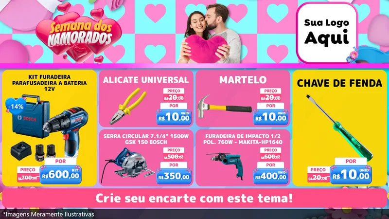 Modelo de TV para TV Horizontal com o tema Semana dos Namorados para Maquinas e Ferramentas