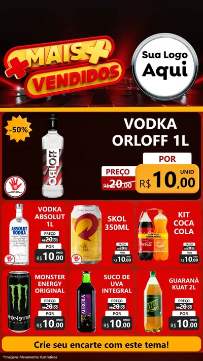 Modelo de Rede Social para Stories com o tema Mais Vendidos para Distribuidora de bebidas