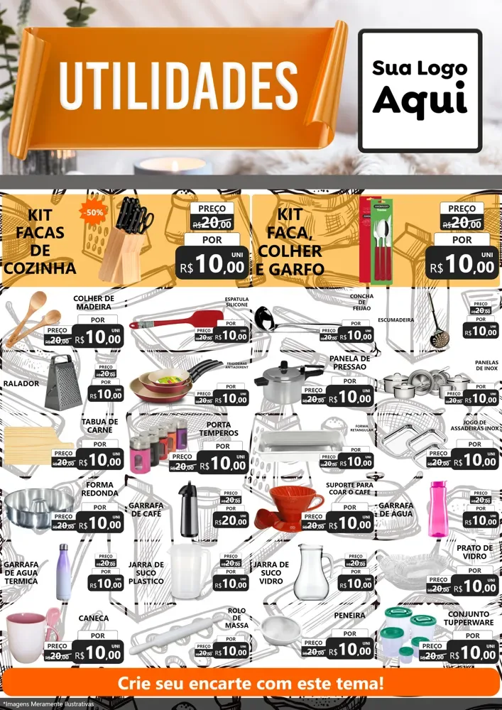 Modelo de Encarte para Encarte A4 Vertical com o tema Utilidades para Utilidades Domésticas
