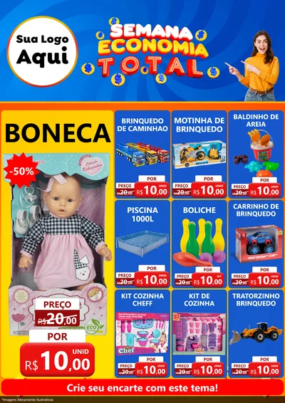 Modelo de Encarte para Encarte A4 Vertical com o tema Semana Economia Total para Brinquedos
