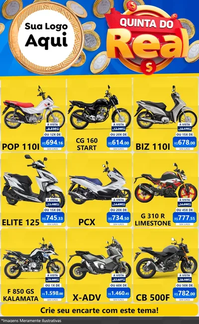 Modelo de Encarte para Encarte Grande com o tema Quinta do Real para Concessionaria de Motos