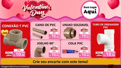 Modelo de TV para TV Horizontal com o tema Valentine's Day para Tubos e conexões