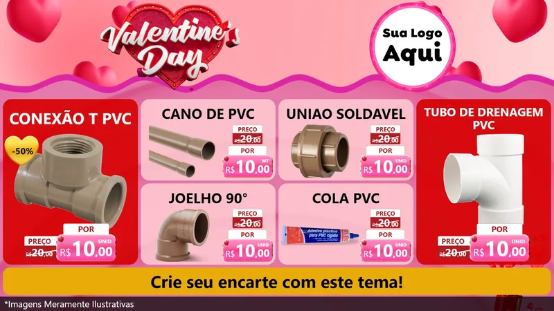 Modelo de TV para TV Horizontal com o tema Valentine's Day para Tubos e conexões