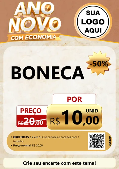 Modelo de Cartaz para Cartaz A4 Vertical com o tema Ano Novo Com Economia para Brinquedos