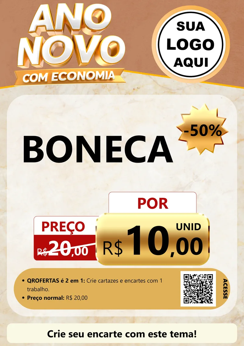 Modelo de Cartaz para Cartaz A4 Vertical com o tema Ano Novo Com Economia para Brinquedos