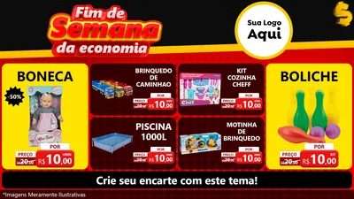Modelo de TV para TV Horizontal com o tema Fim de Semana da Economia para Brinquedos