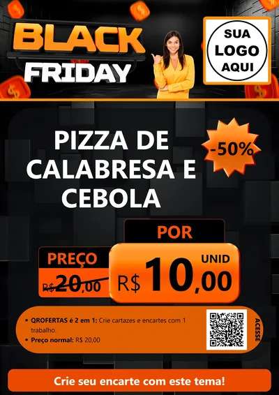 Modelo de Cartaz para Cartaz A4 Vertical com o tema Black Friday para Pizzaria