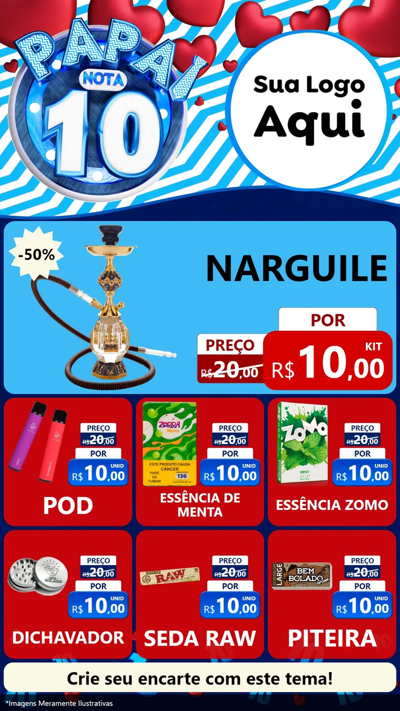 Modelo de Rede Social para Stories com o tema Papai Nota 10 para Tabacaria