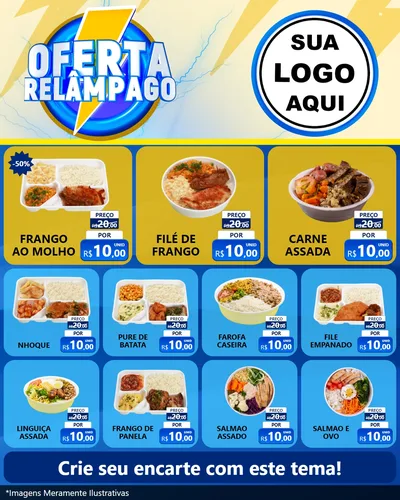 Modelo de Rede Social para Feed Instagram com o tema Oferta Relâmpago para Restaurante