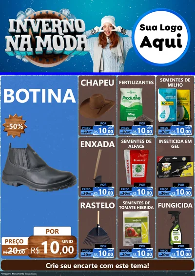 Modelo de Encarte para Encarte A4 Vertical com o tema Inverno na Moda para Agropecuária